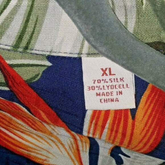 Mens Hawaiian Shirt BIRD OF PARADISE Silk blend XL Caribbean Camp shirt multicol - Picture 6 of 7